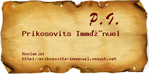 Prikosovits Immánuel névjegykártya